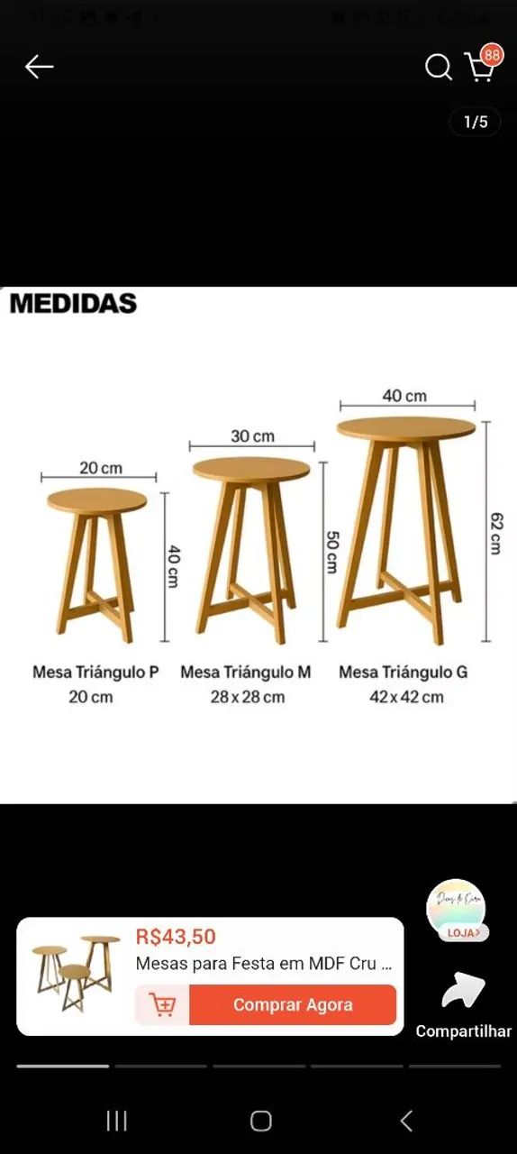 Trio de mesas mdf - Foto 3