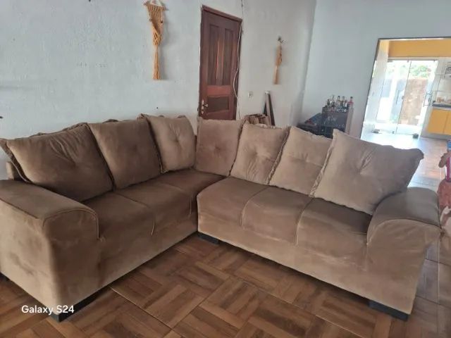 Sofá Retratil em L na Cor Bege - Em Ótimo Estado  - Foto 2