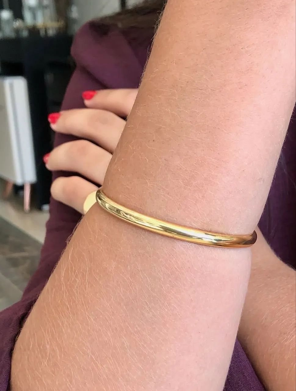 Bracelete liso semi joias aço 