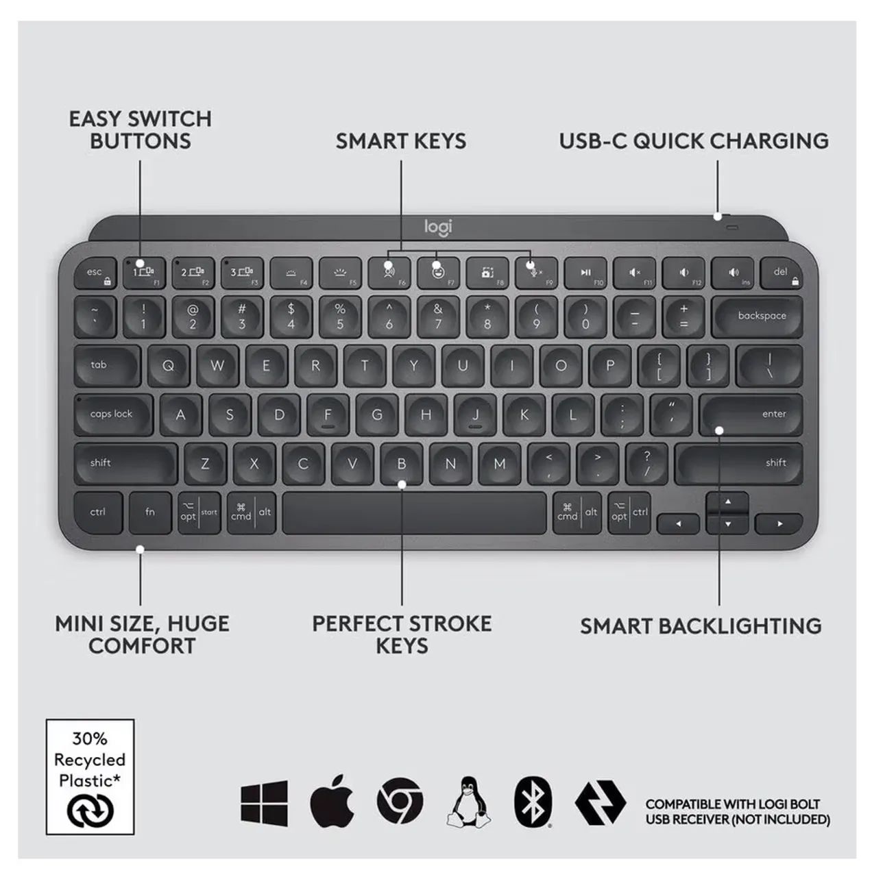 Teclado logitech mx keys mini + Mouse sem fio Logitech Mx Master 3s - Foto 2