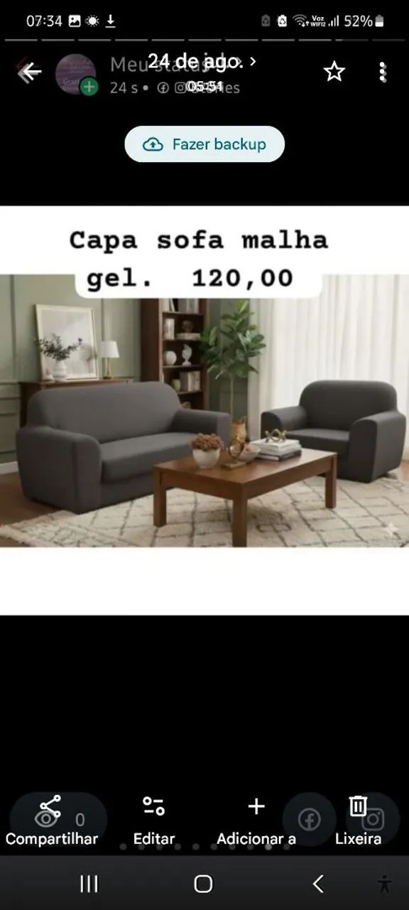 Capa sofa malha gel 3 e 2 lugares 