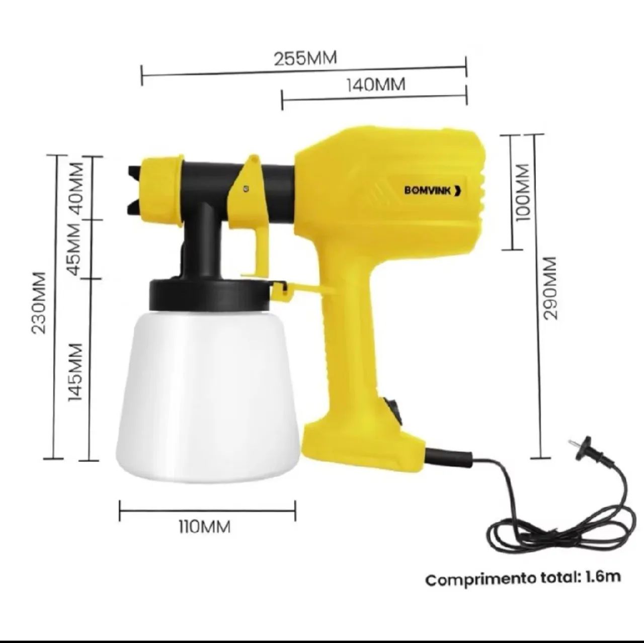 Pistola de Pintura Pulverizador de Tinta Elétrico 110v ou 220v 37000r Compressor 800ml - Foto 6