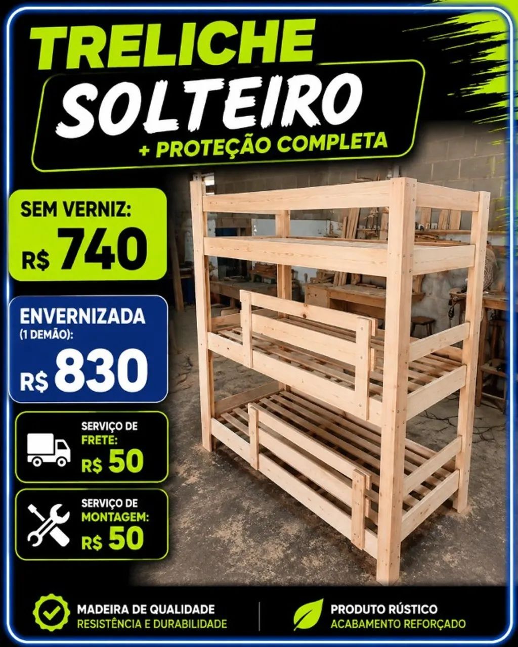 TRELICHE SOLTEIRO PROTECAÇAO COMPLETA