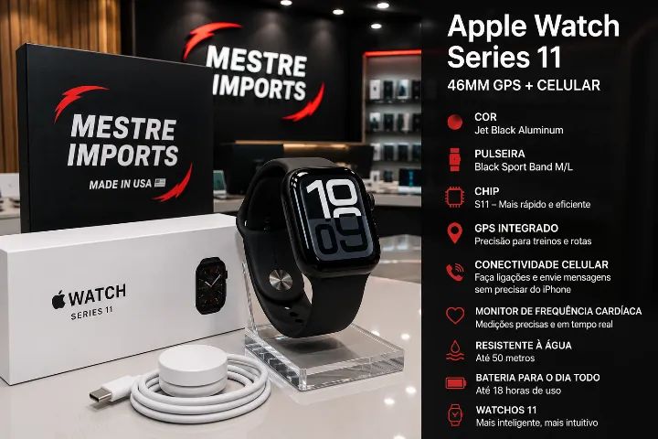 Apple Watch Series 11 46mm GPS + Cellular Jet Black Alumínio