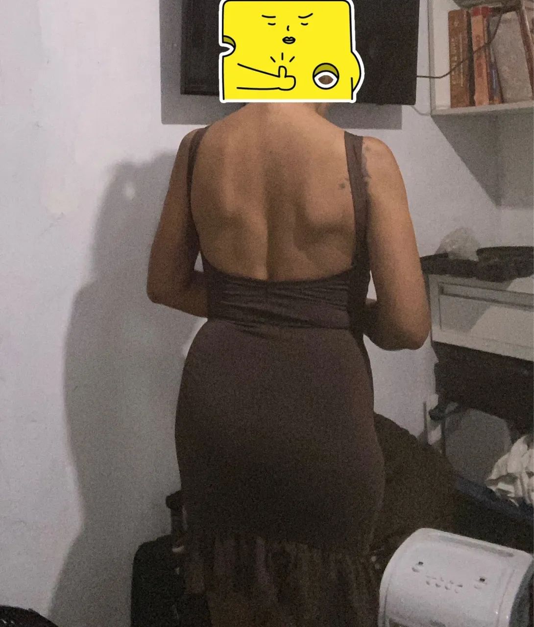 Vestido de malha marrom comprimento 0.80 - Foto 2