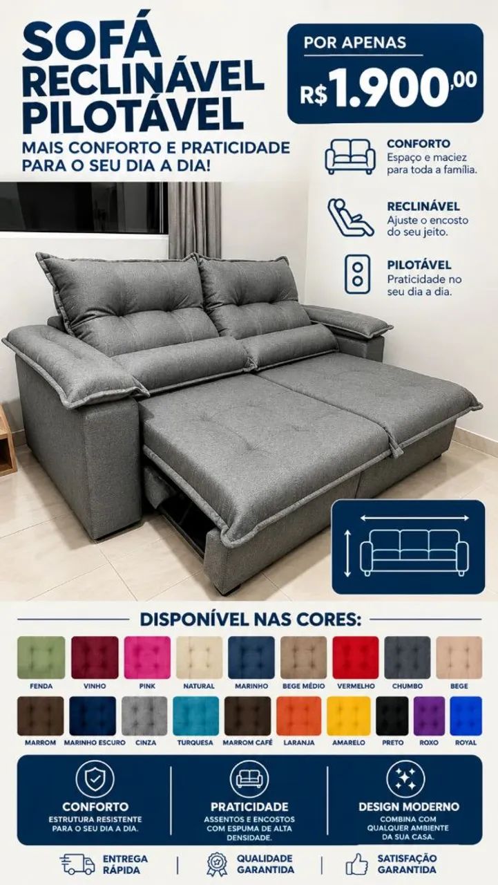 Vendo sofá retrátil reclinável pilotopico