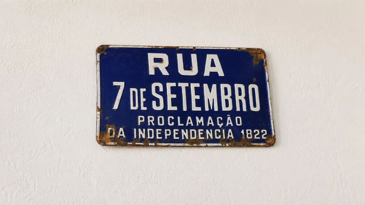 Placa esmaltada rua independência antiga 
