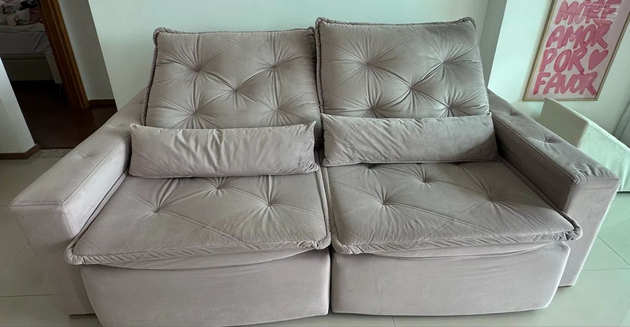Sofá Retrátil e Reclinável Rosé 2,20m - Muito Conservado - Foto 5