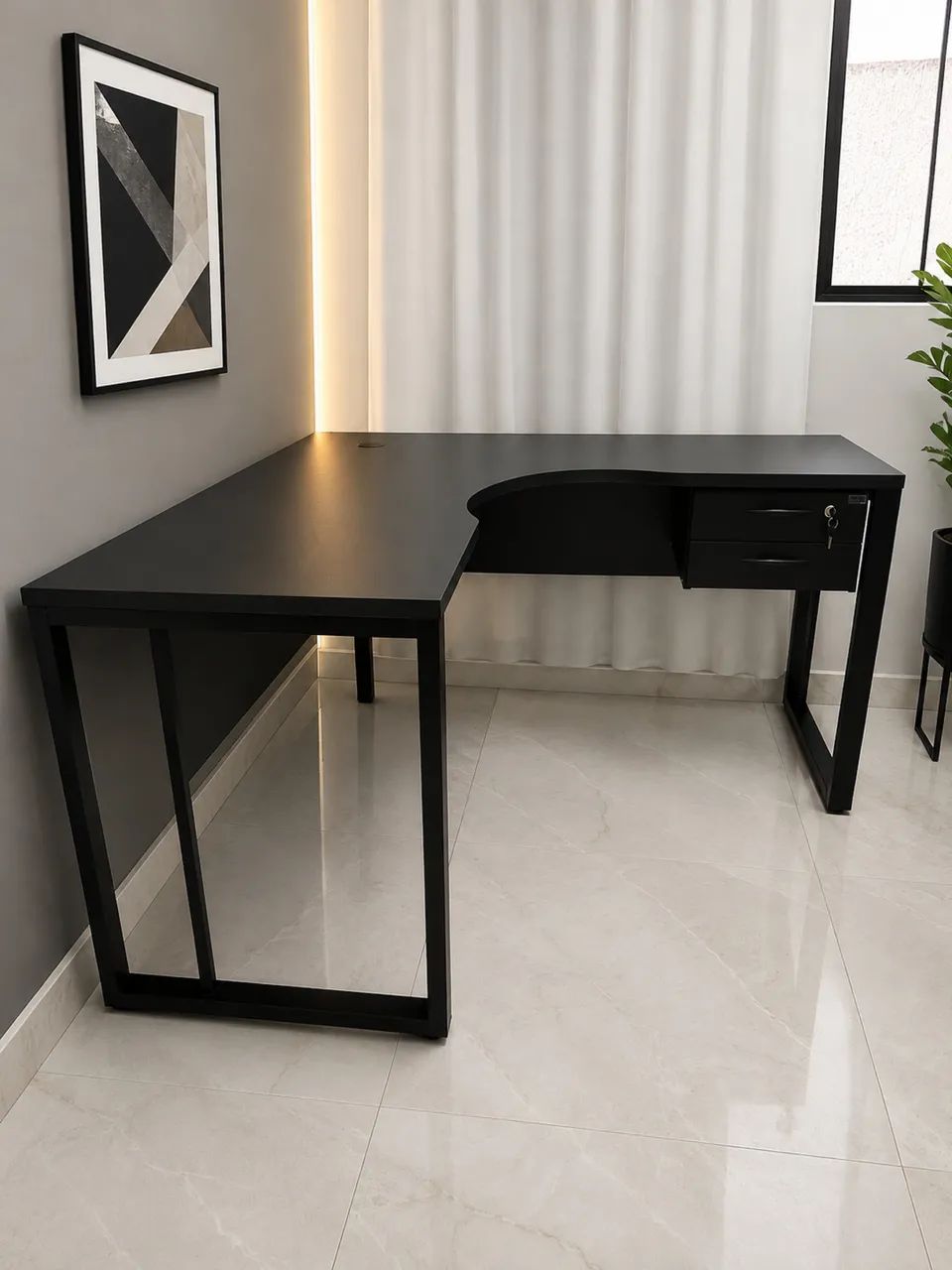Mesa em L com designer moderno industrial