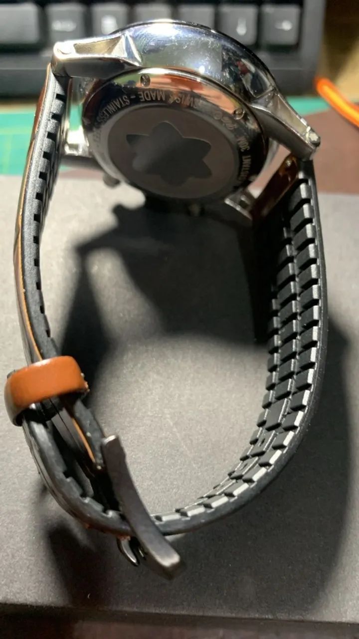 RELOGIO MONTBLANC FLYBACK CRONO PULSEIRA COURO MARROM (SEM USO RARO)  - Foto 5