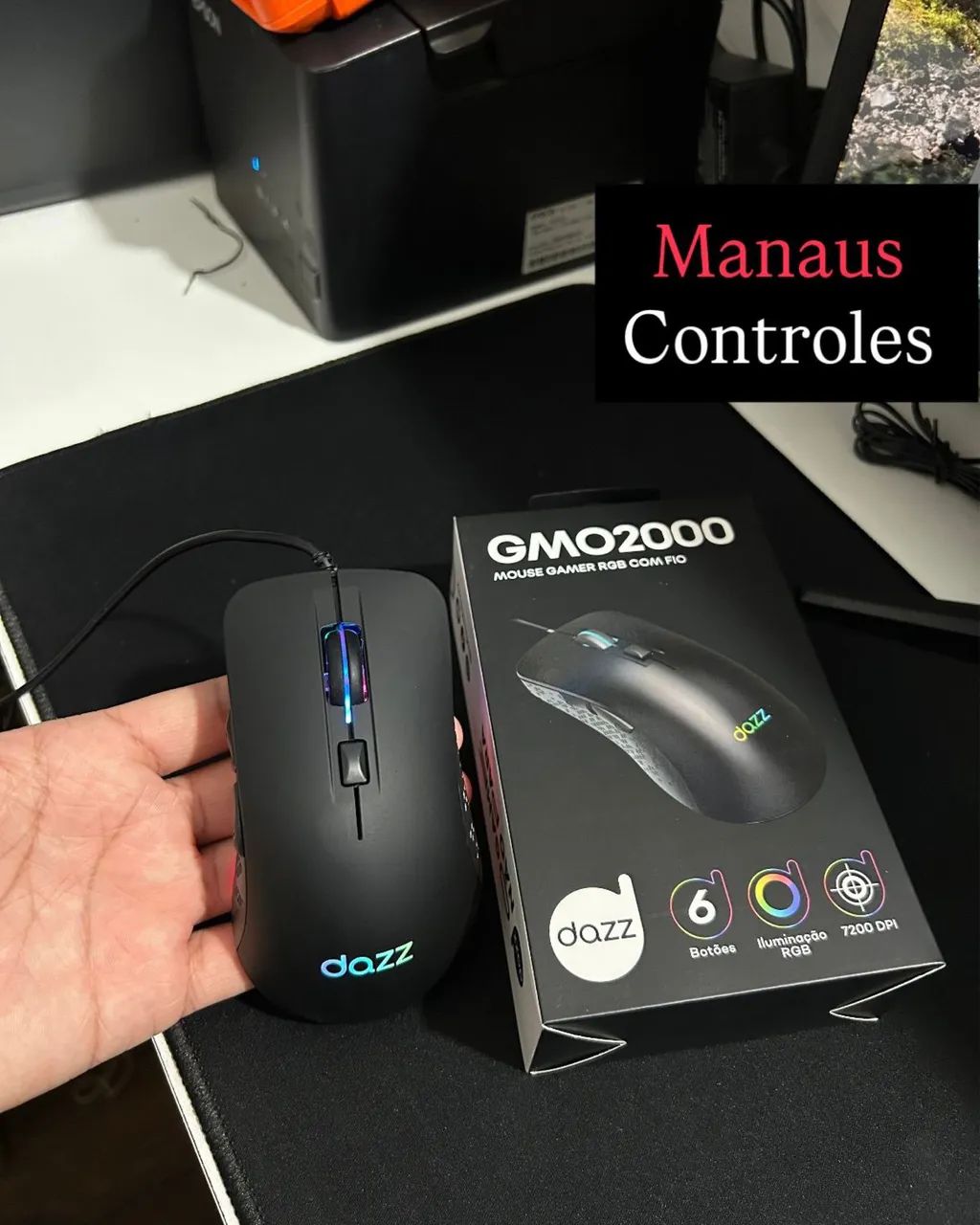 Mouse Gamer 7200 Dpi Rgb Cabo 1,6M USB 