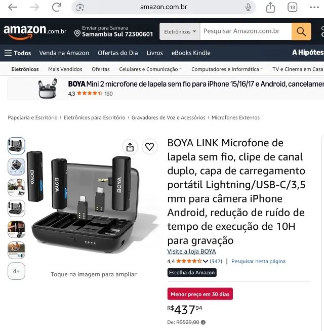 Microfone lapela Boya link - Foto 4