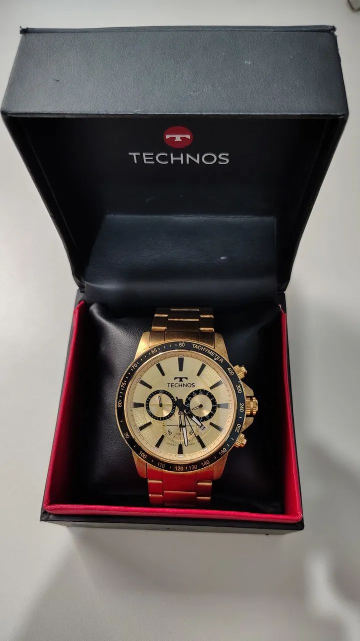 Relógio technos cronógrafo Dourado 