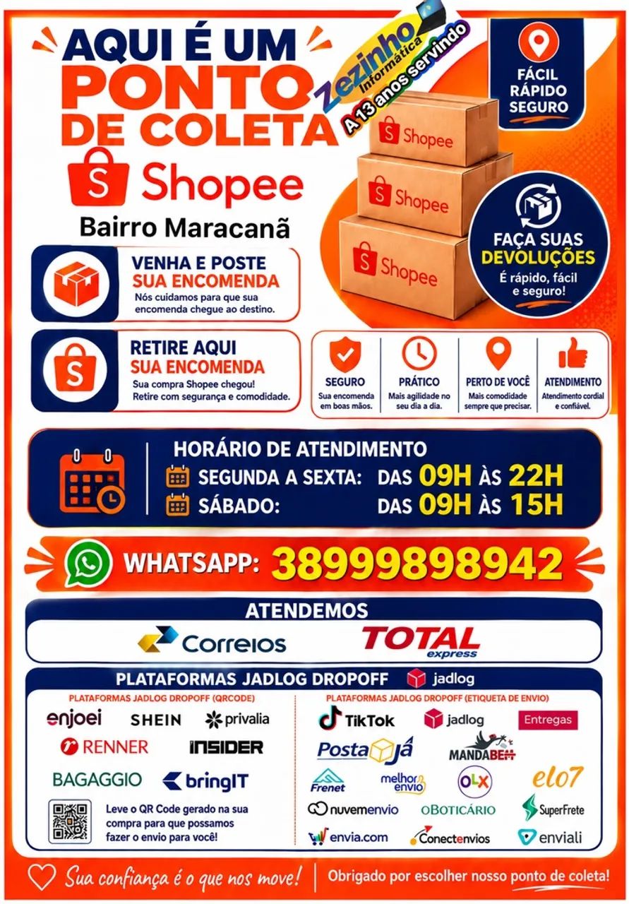 Ponto de coleta Shoppe / Total Express, Jad Log e Correios 