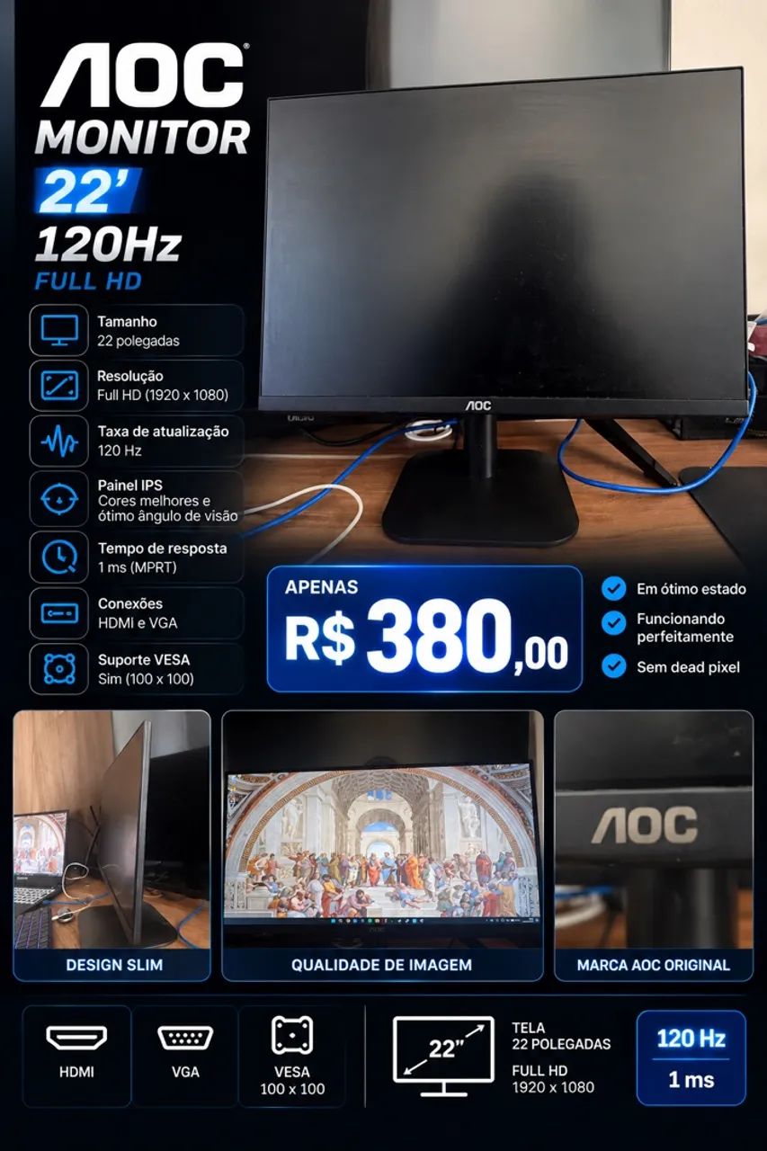 Monitor AOC 22? 120 HZ 