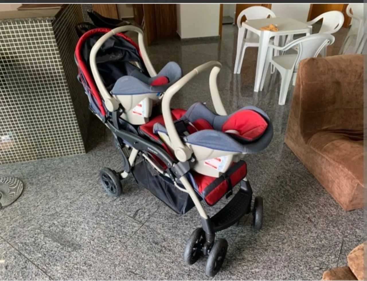 Carrinho para gêmeos - trenzinho - Galzerano - modelo doppio - Foto 6