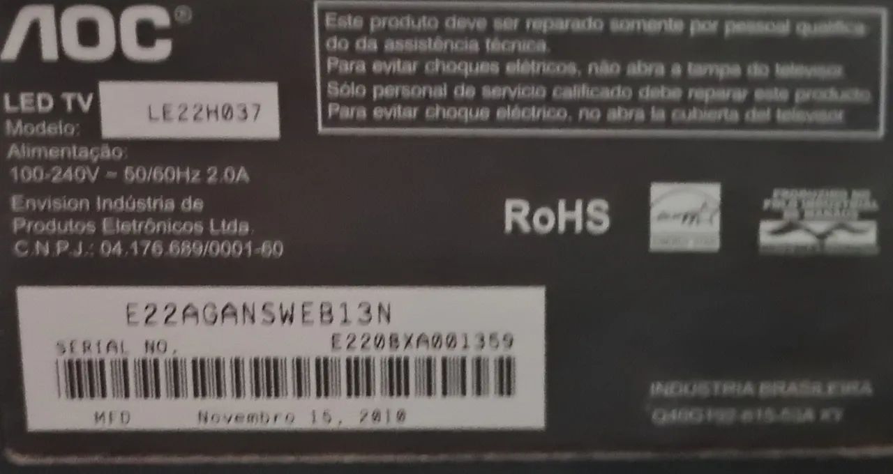 Lote 2 Monitores TV AOC 22" LED  - Foto 5
