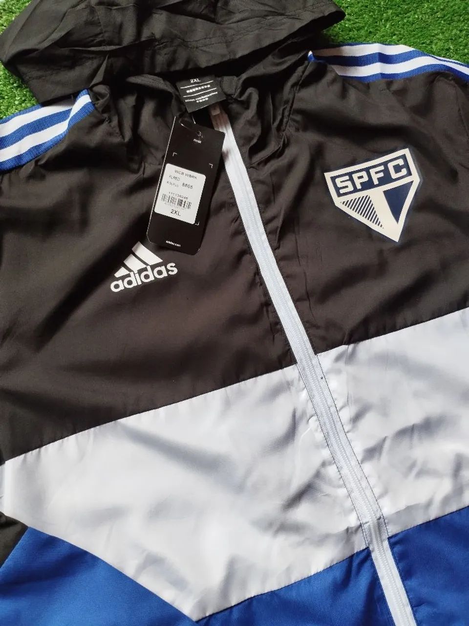 Jaqueta Corta Vento São Paulo FC Adidas - Impermeável Com Capuz