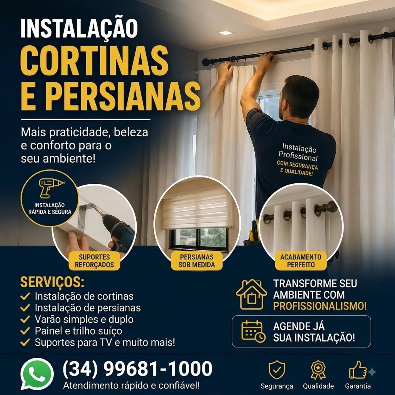 Instalação de cortinas e Persianas