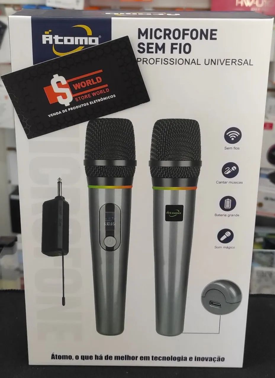 Microfone duplo sem fio - Store World 