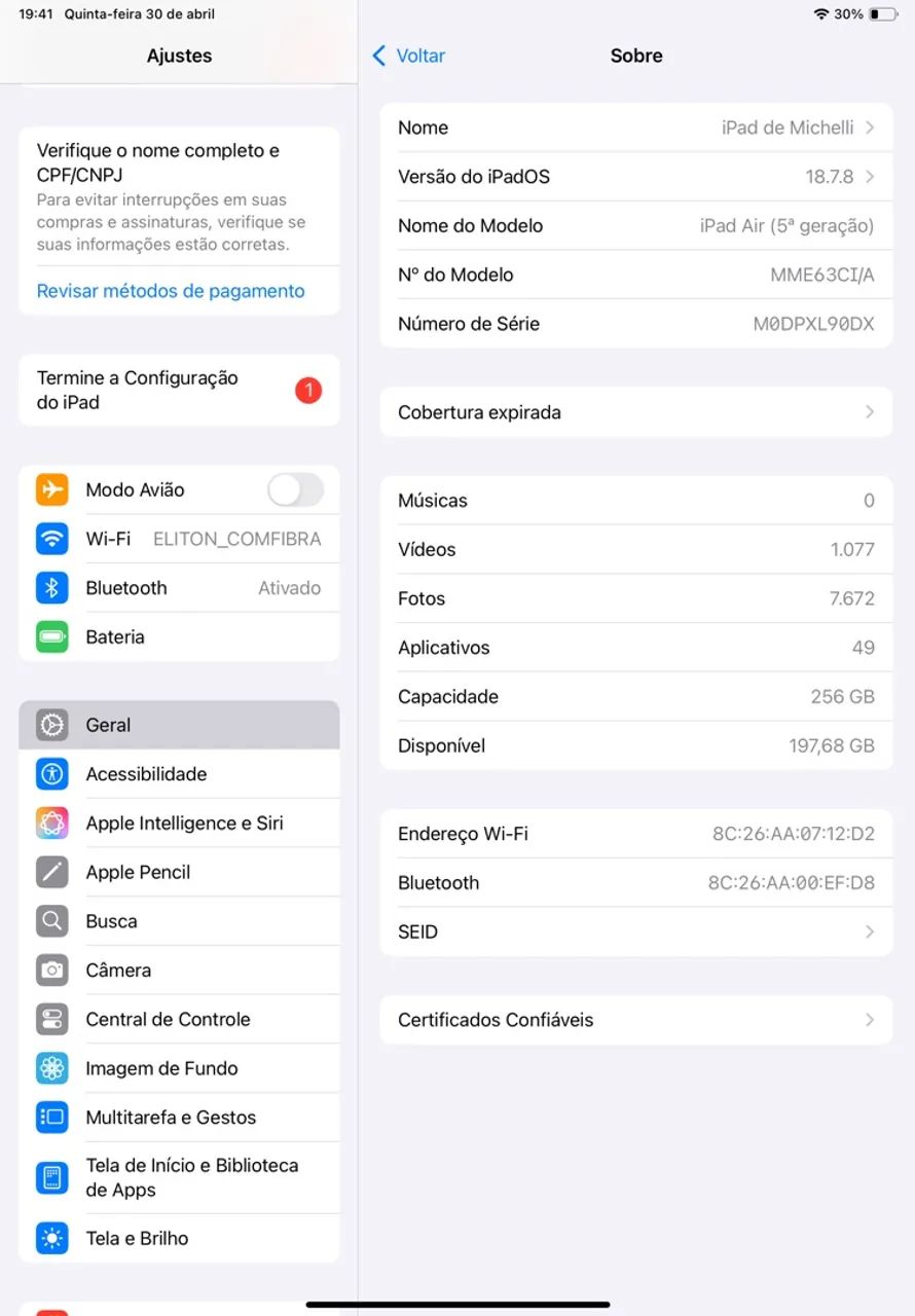 IPAD AIR 5º GERAÇÃO 