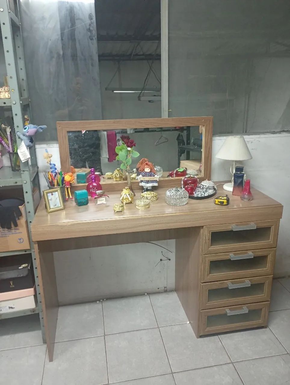 PENTEADEIRA ESCRIVANINHA COM ESPELHO 4 GAVETAS  - Foto 4