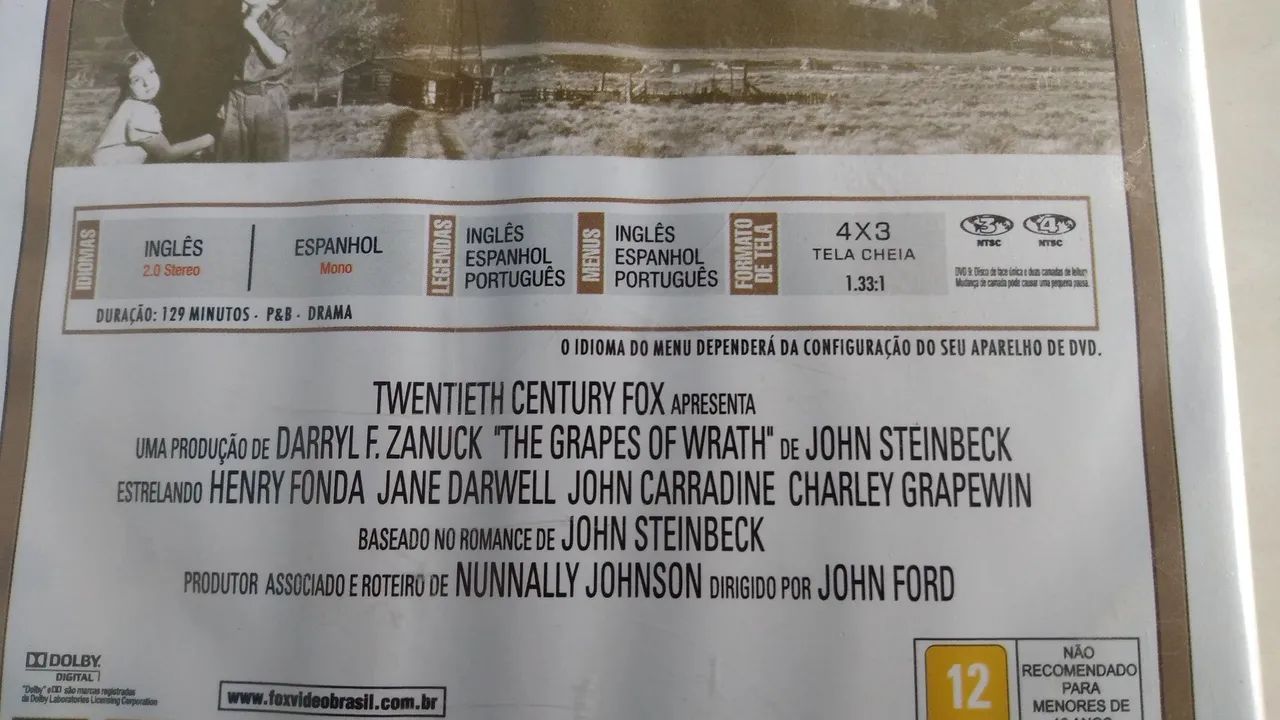 DVD original vinhas da ira ótimo estado.  - Foto 4