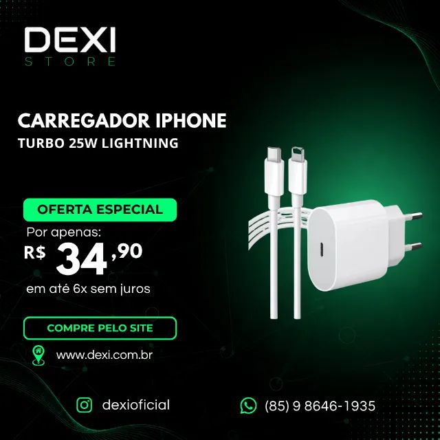 Carregador Rápido 25W Lightning Completo Compatível Iphone
