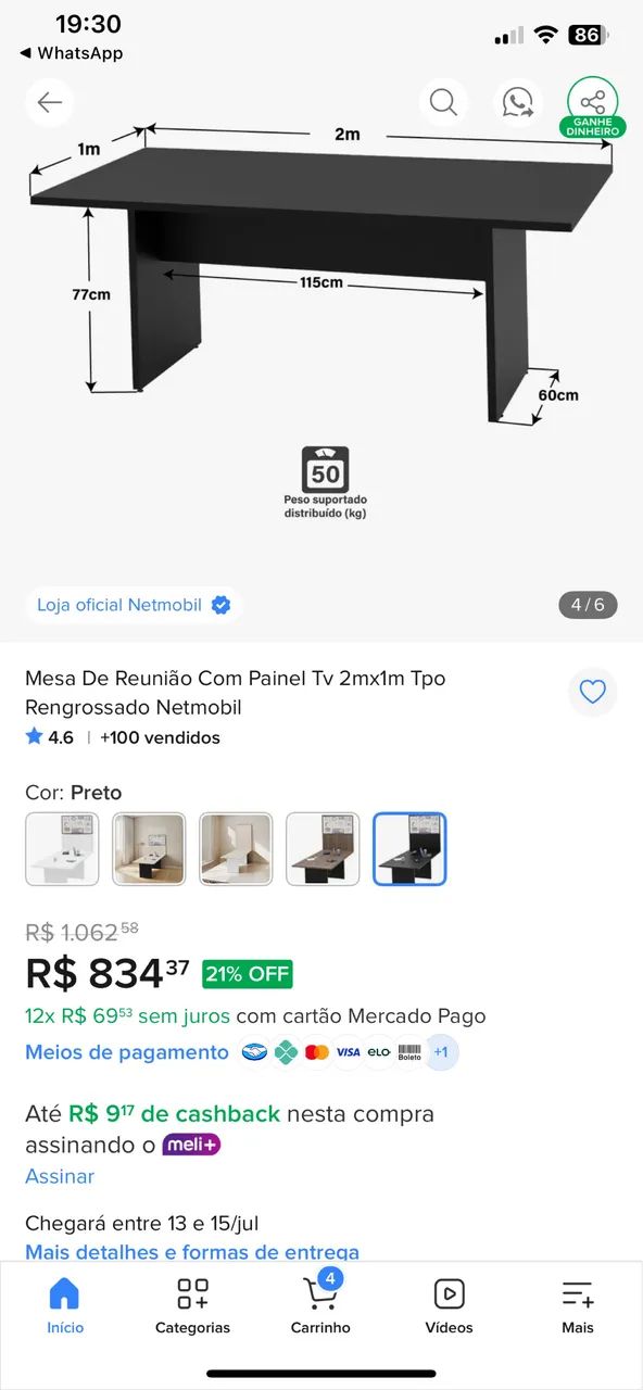Mesa de reunião com painel de TV  - Foto 2