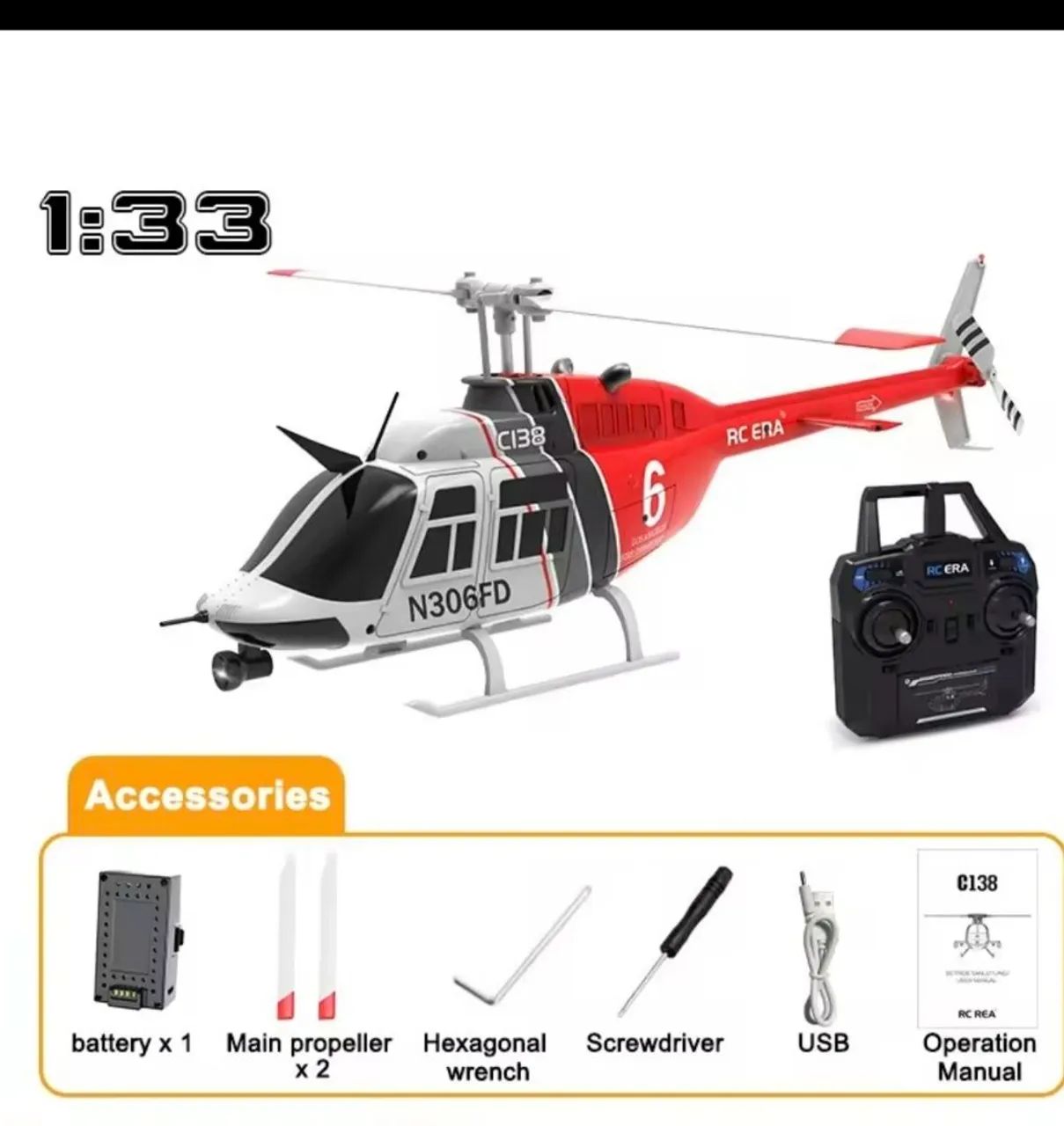 Helicóptero RC C138 Bell 206 - Foto 3