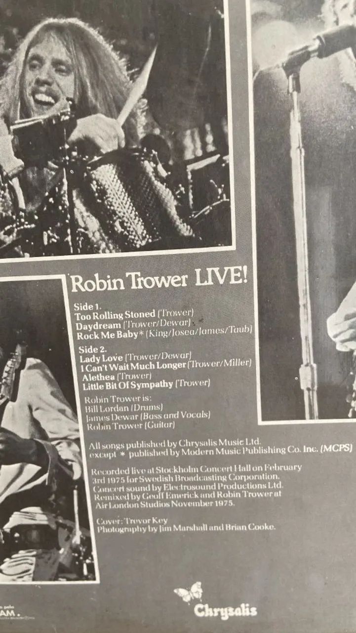 Robin Trower Live, Disco de vinil 1976 de colecionadores  - Foto 3
