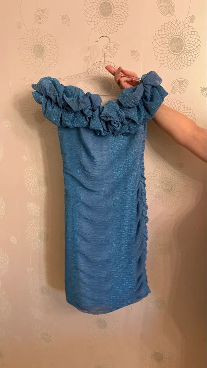 Vestido Azul com glitter tamanho M