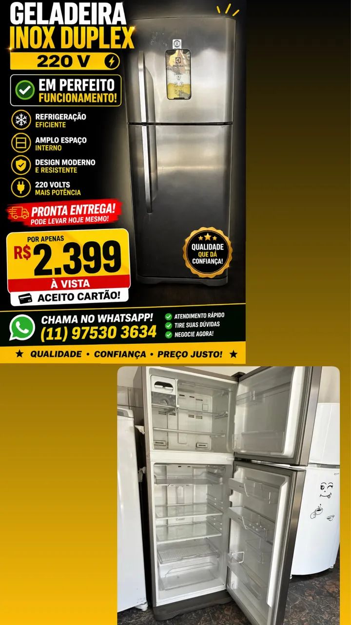 Geladeira inox dúplex frost free 220v