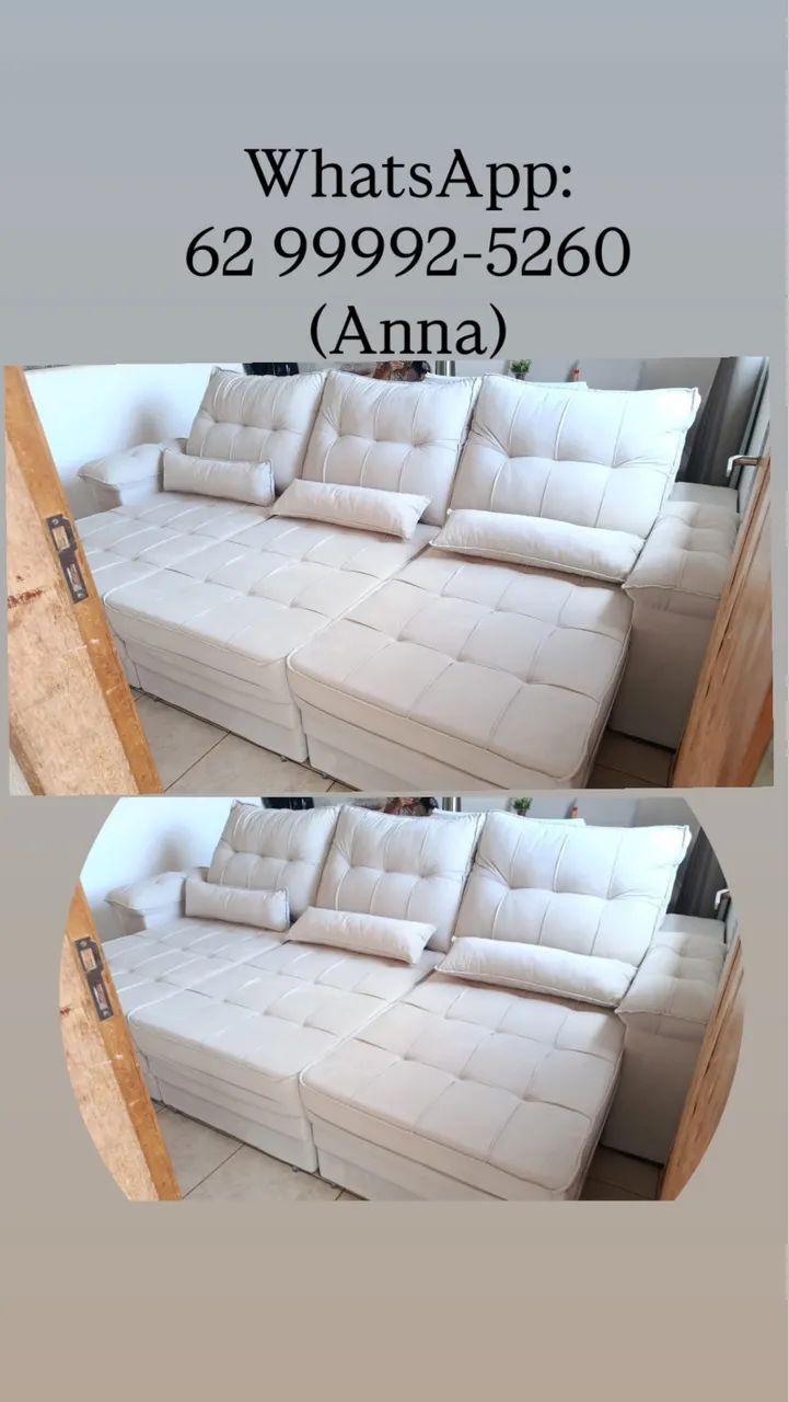 Sofá retrátil 3 lugares 