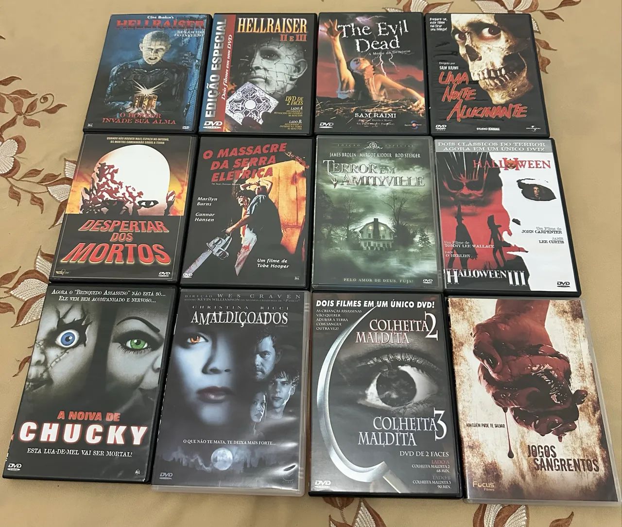 Lote 12 DVDs Filmes de Terror Clássicos (Hellraiser, Halloween, Evil Dead, Chucky e +)
