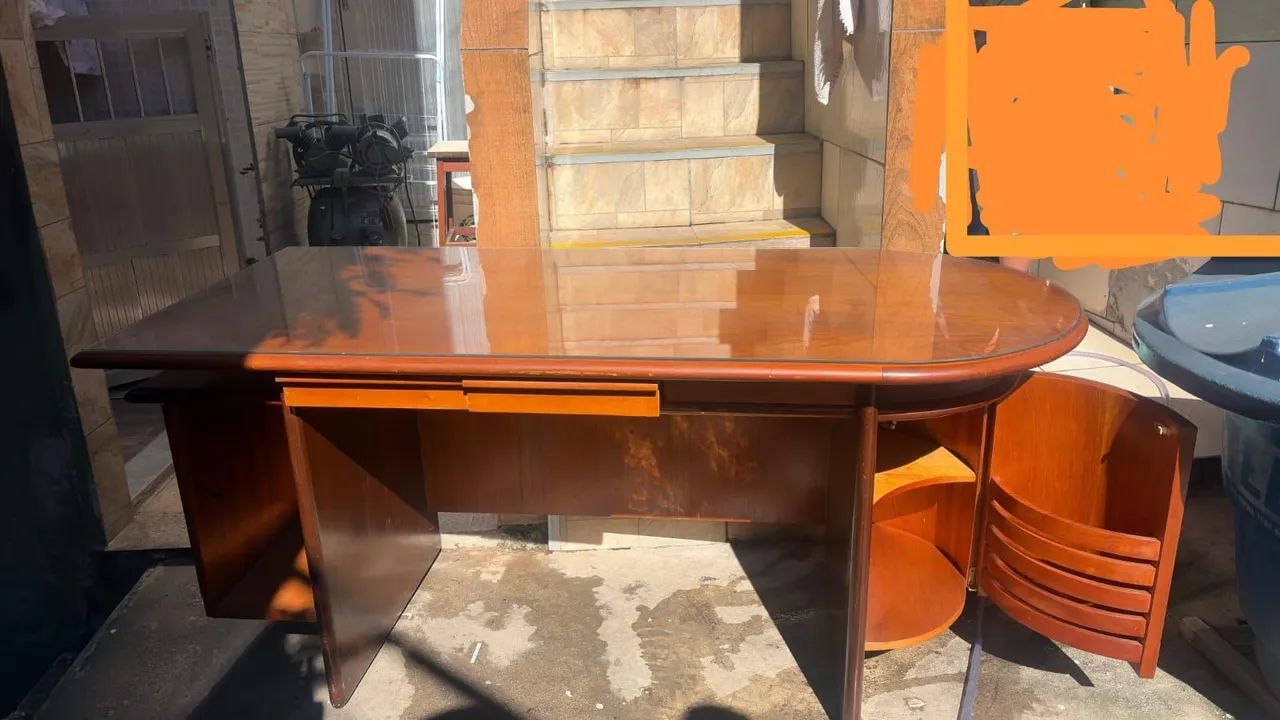 Mesa de escritório madeira e vidro temperado  - Foto 4
