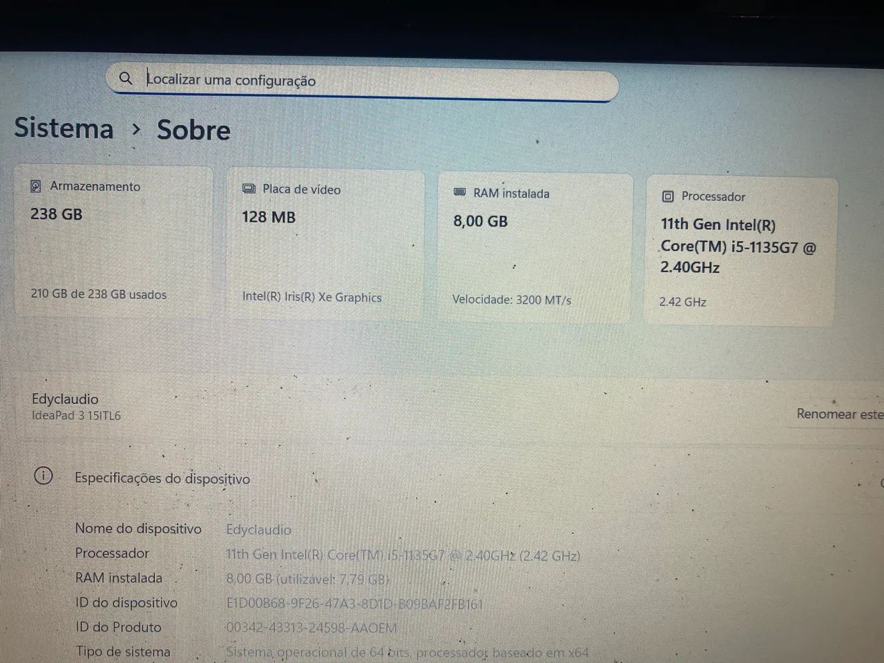 Notbook Lenovo semi novo