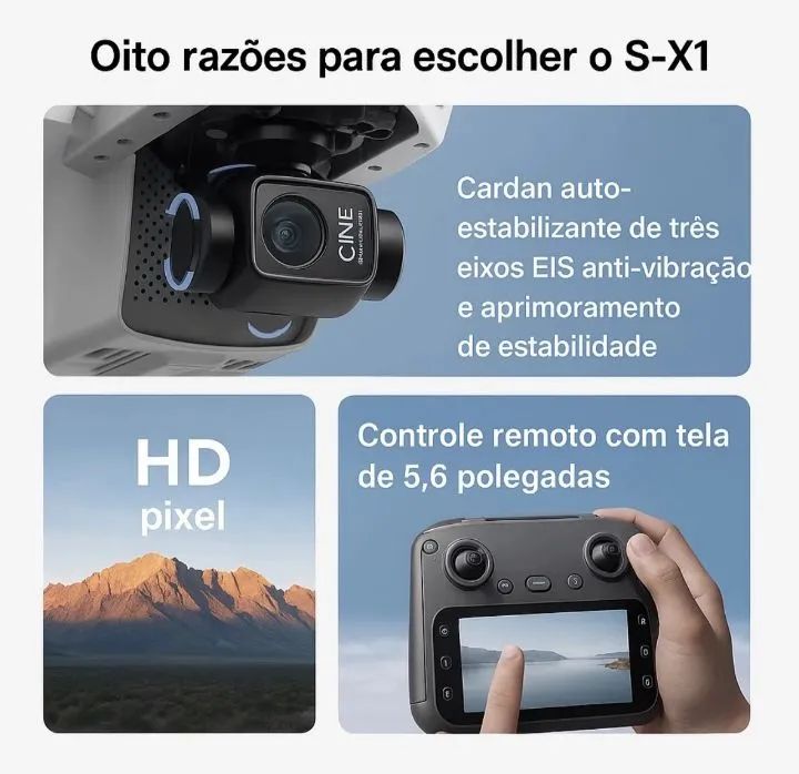 Drone SX -1 4K guimbal de 3 eixos  - Foto 5