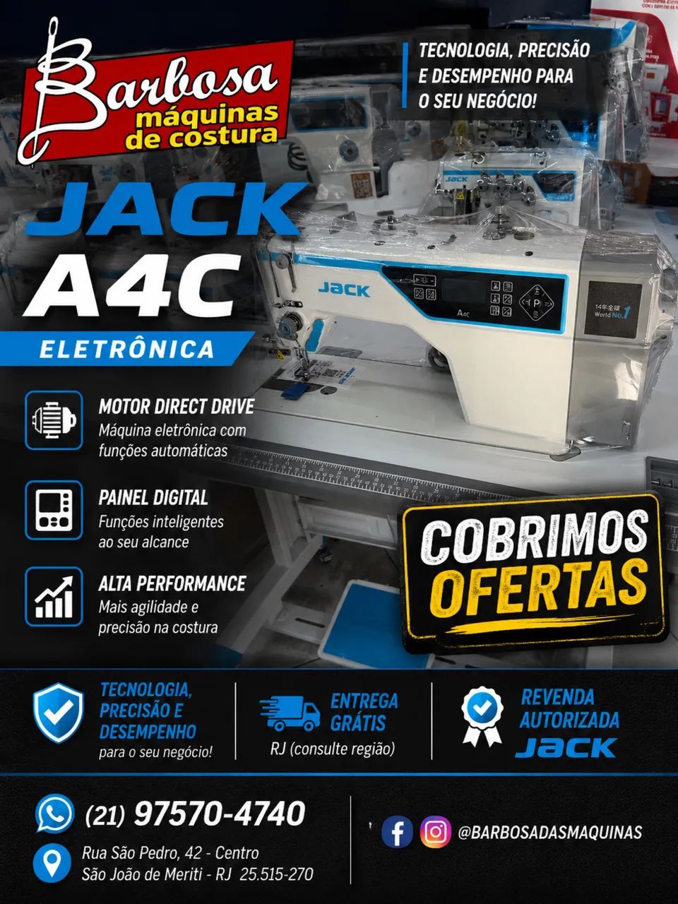 MÁQUINA RETA ELETRÔNICA JACK A4C NOVA - Foto 2