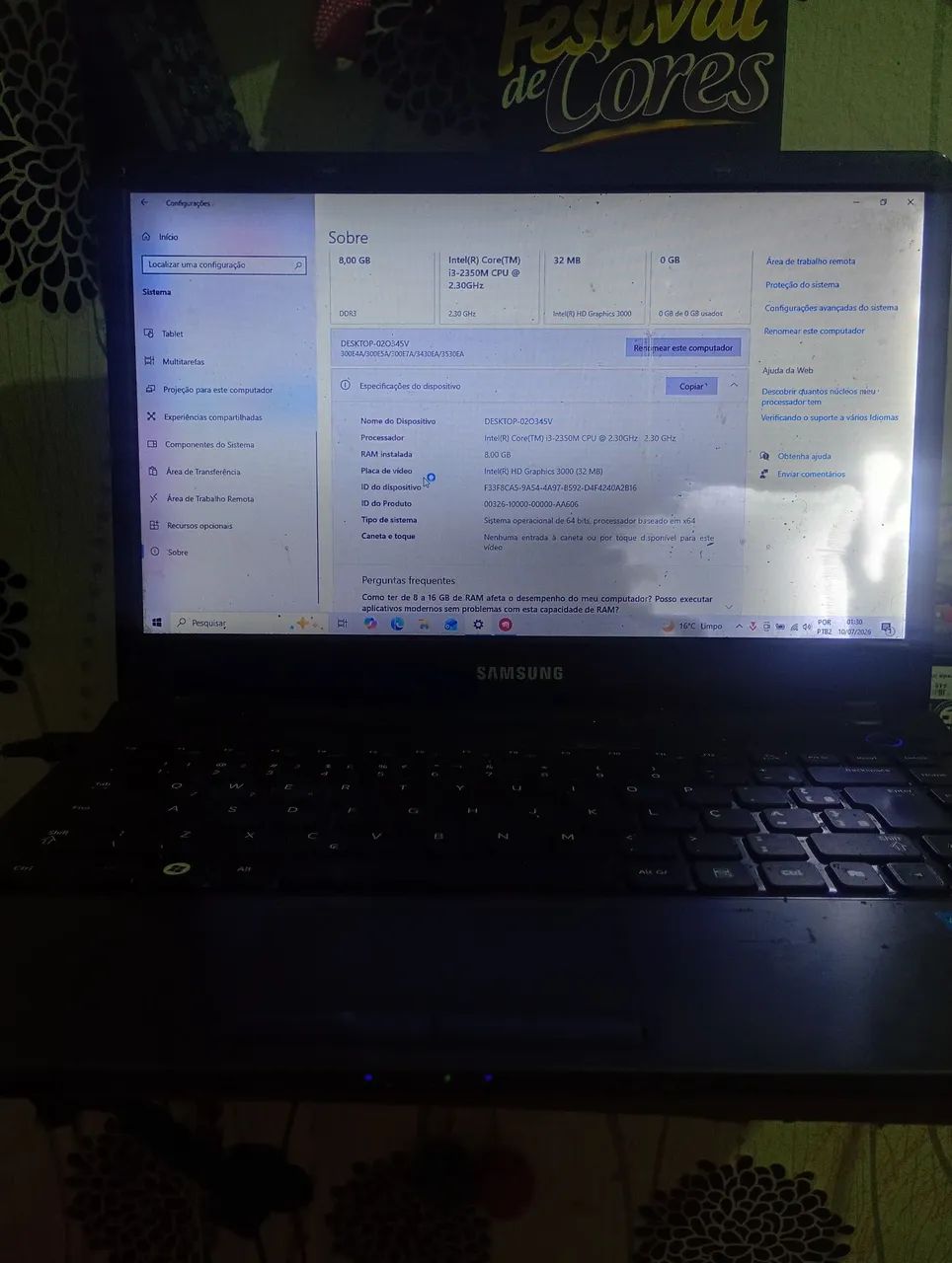 Notebook Samsung 8gbram 500gb memória  - Foto 4