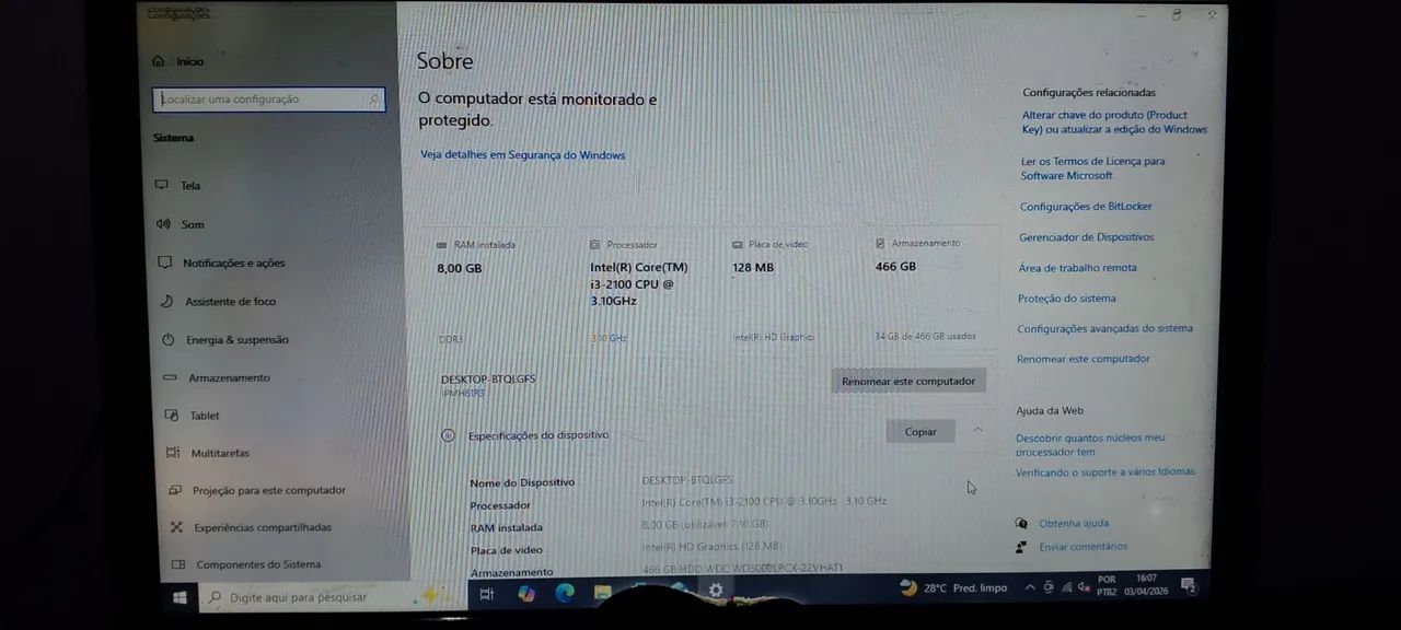 vendo computador completo DDR3 com processador i3 segunda geração.418417172662210564