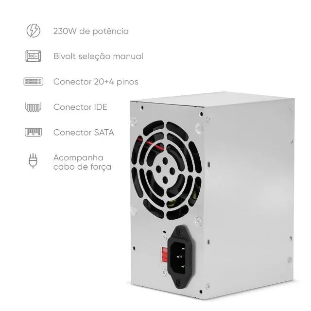 Fonte ATX Get 230W com Cabo 80mm