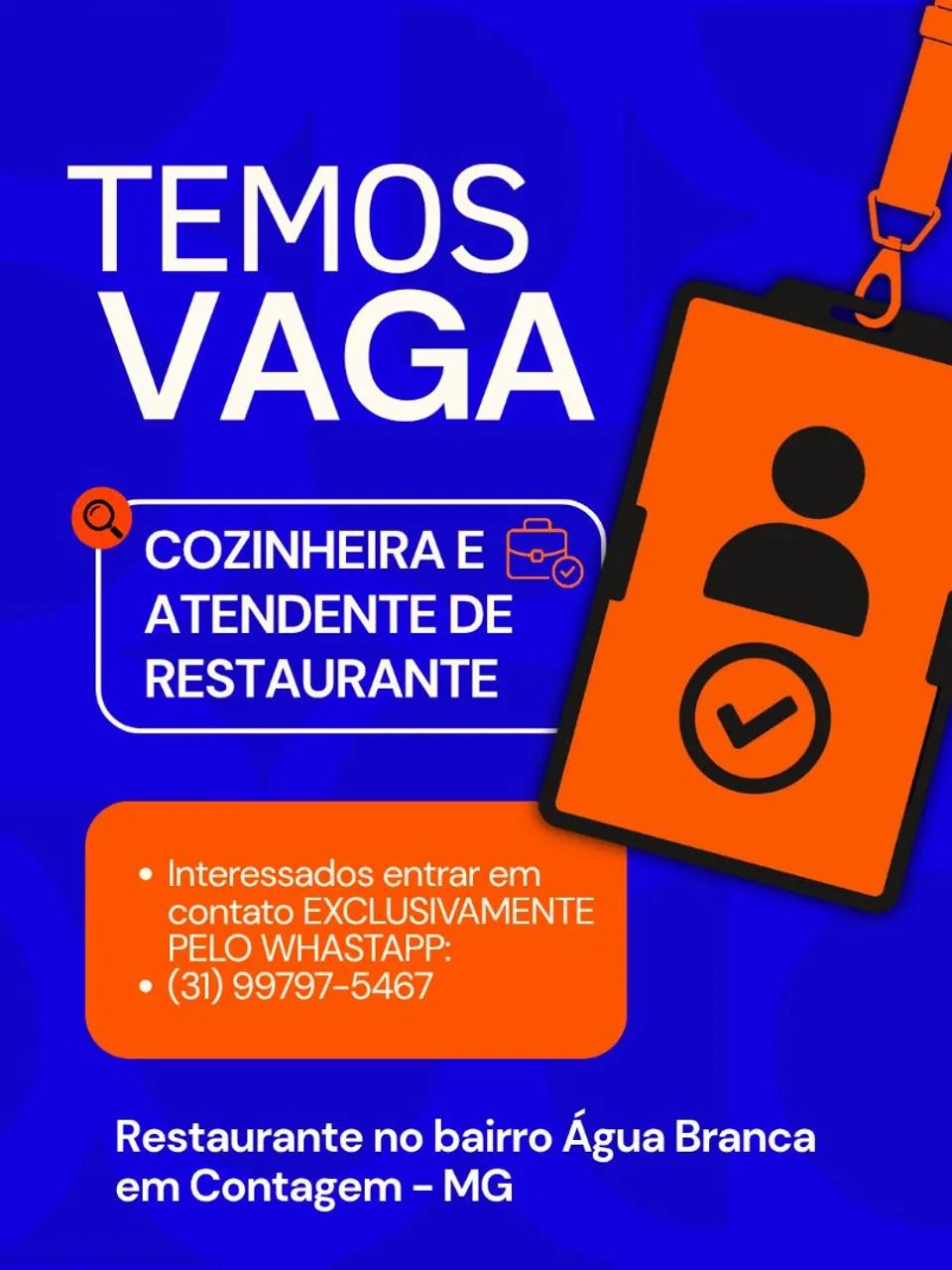 Vaga de emprego disponível 
