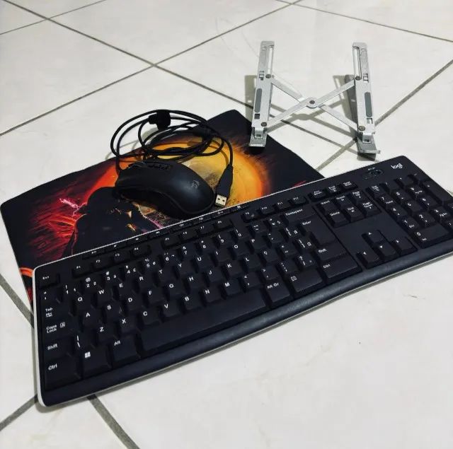 Teclado sem fio + mouse + suporte para pc (aceito proposta)  - Foto 3