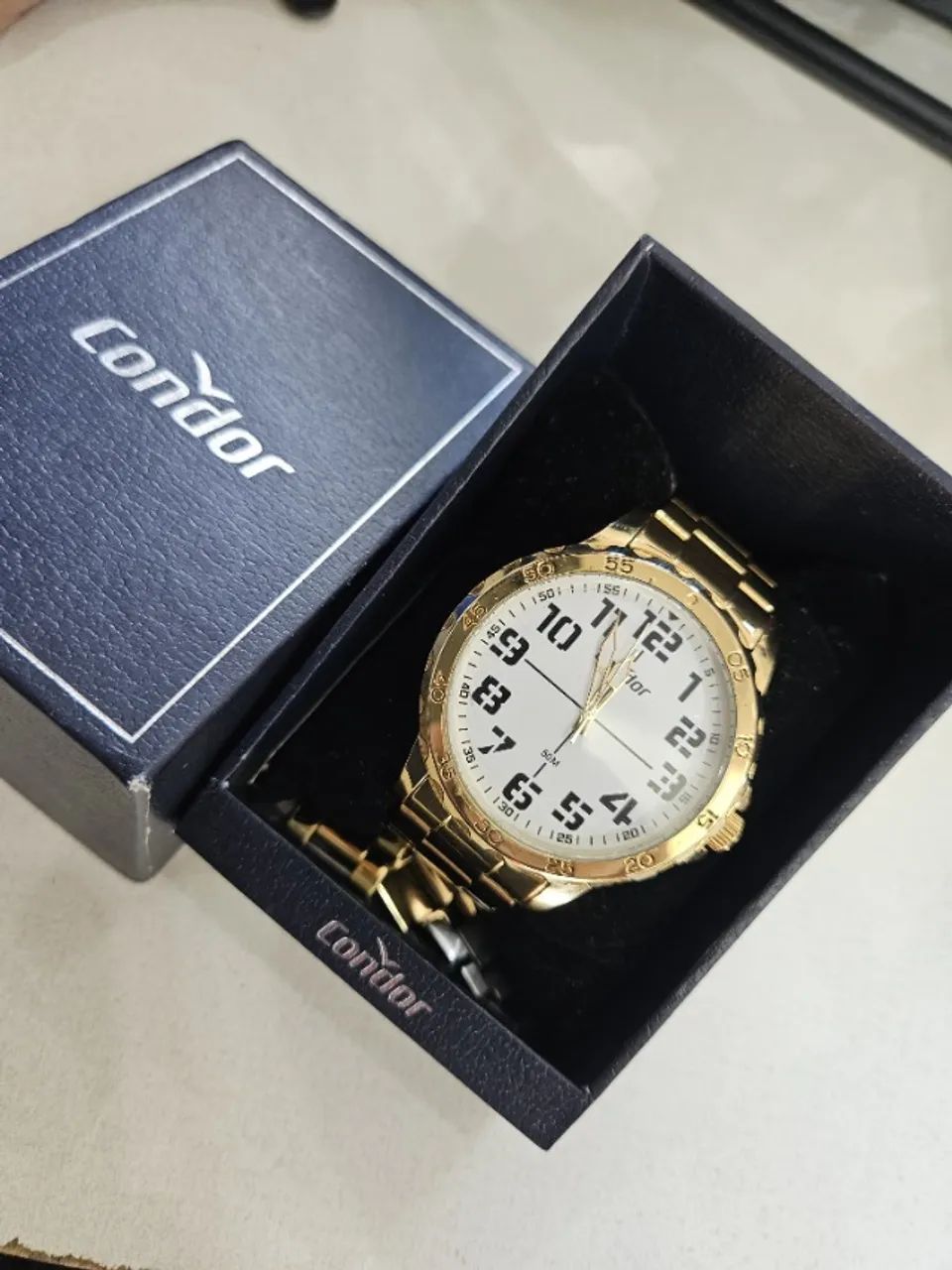 Relógio Condor Masculino Militar Dourado