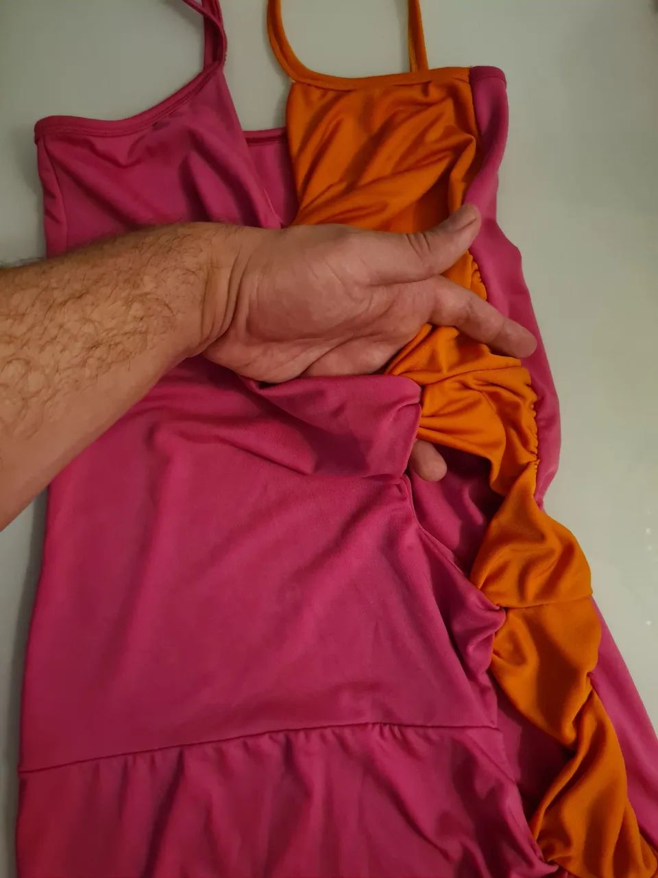 Vestido desconstruido com nós - rosa e laranja - Foto 3