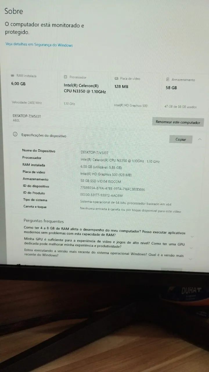 Mini PC  Processador Celeron - 6GB Ram e 58GB  SSD  Windows 10 - Foto 5