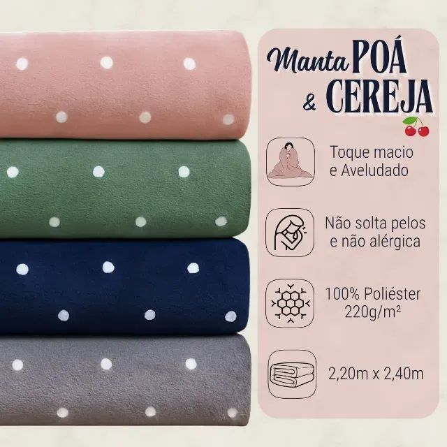 Manta Microfibra Cobertor CASAL Antialérgico Poá Quentinho - Foto 3