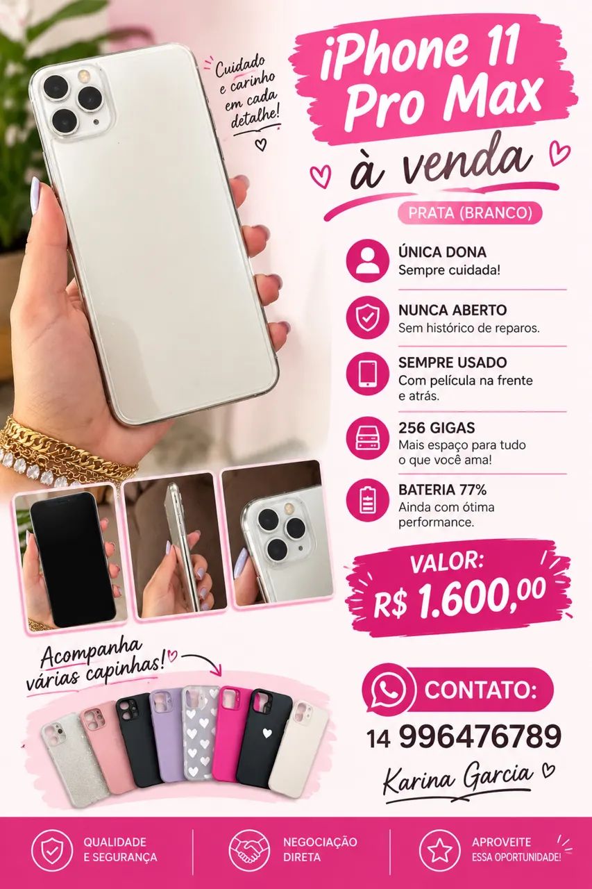 iPhone 11 Pro Max 256 GB Prata (branco) - Foto 3
