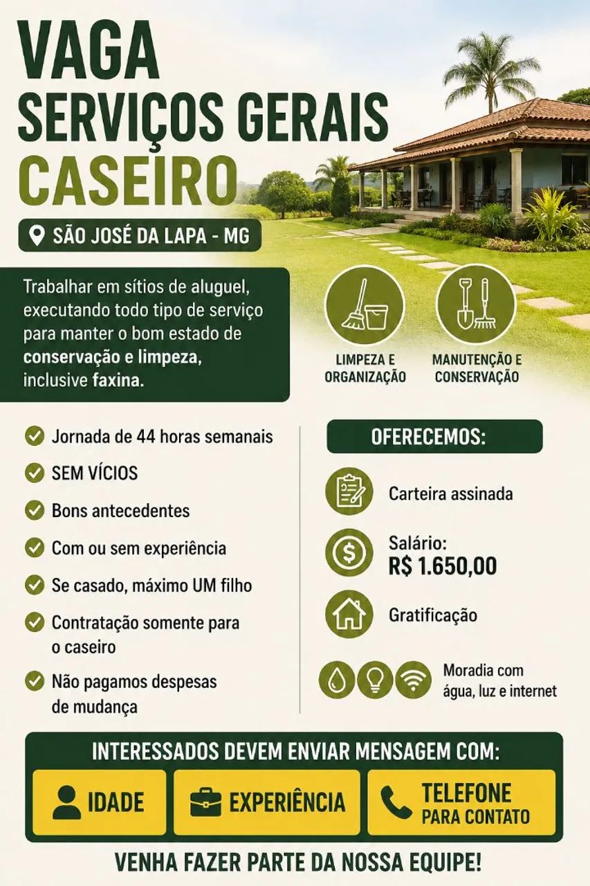 Serviços Gerais - Caseiro